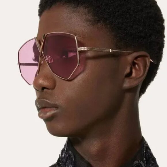NEW VALENTINO V-HEXAGON VLS-115C WOMEN PINK TITANIUM SUNGLASSES VALENTINO - Picture 6 of 12